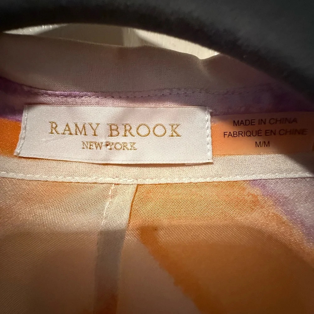 Ramy Brook Orange and Purple Striped Men's Shirt - Picture 3 of 3